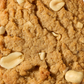 Close-up of a Fields Good cookie with peanut pieces